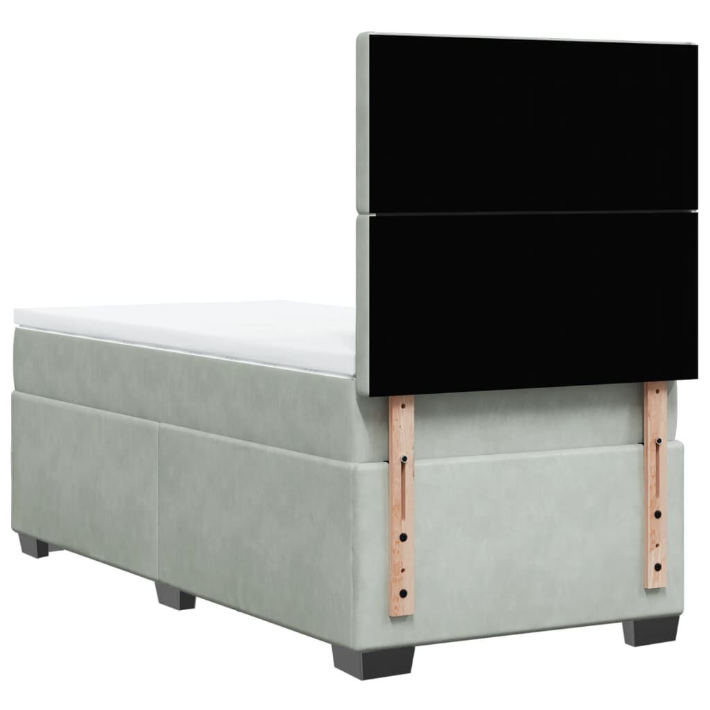 vidaXL Κρεβάτι Boxspring με Στρώμα Ανοιχτό Γκρι 100x200 εκ. Βελούδινο