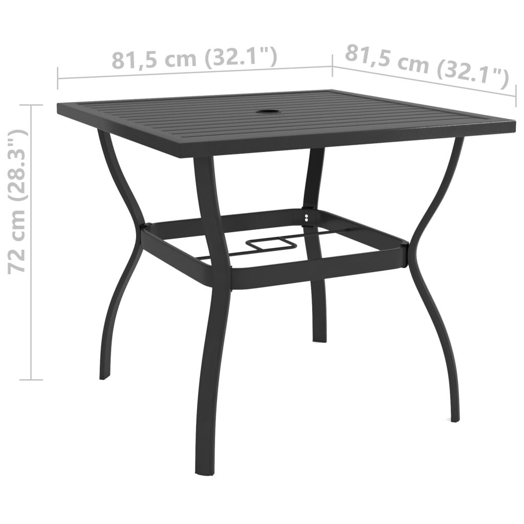 vidaXL Τραπέζι Κήπου Ανθρακί 81,5 x 81,5 x 72 εκ. Ατσάλινο