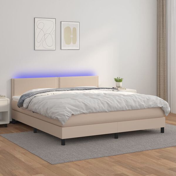 vidaXL &Kappa;&rho;&epsilon;&beta;ά&tau;&iota; Boxspring &Sigma;&tau;&rho;ώ&mu;&alpha;&LED &Kappa;&alpha;&pi;&omicron;&upsilon;&tau;&sigma;ί&nu;&omicron; 160x200 &epsilon;&kappa;. &Sigma;&upsilon;&nu;&theta;. &Delta;έ&rho;&mu;&alpha;