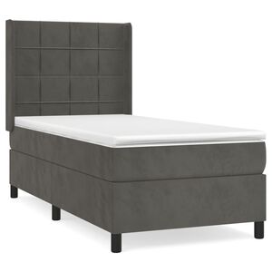 vidaXL Κρεβάτι Boxspring με Στρώμα Σκούρο Γκρι 80x200 εκ. Βελούδινο