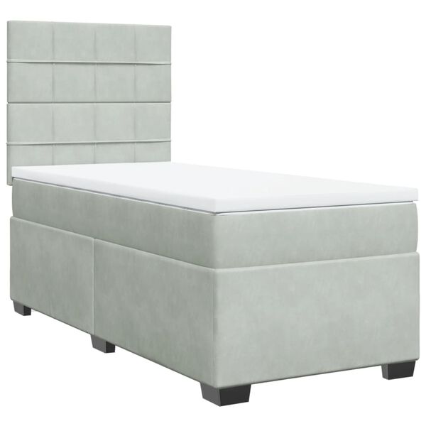 vidaXL Κρεβάτι Boxspring με Στρώμα Ανοιχτό Γκρι 80x200 εκ. Βελούδινο