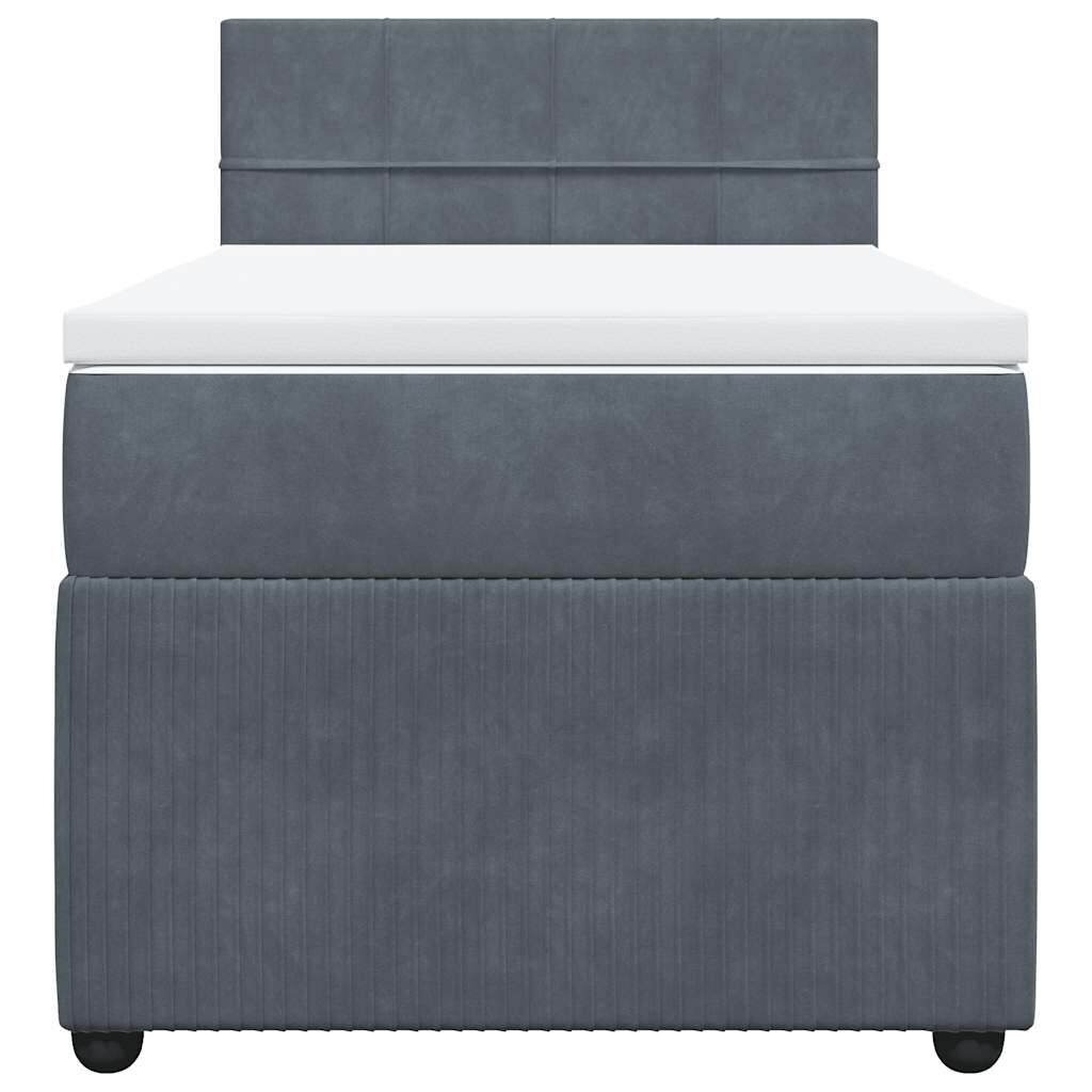 vidaXL Κρεβάτι Boxspring με Στρώμα Σκούρο Γκρι 80x200 εκ. Βελούδινο