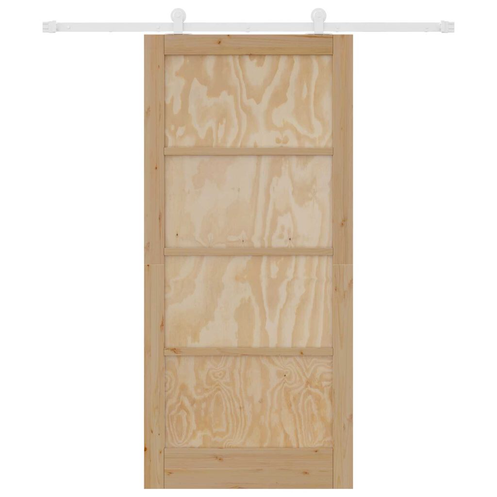 vidaXL Σετ Συρόμενης Πόρτας Φυσικό και λευκό 93 x 202 cm