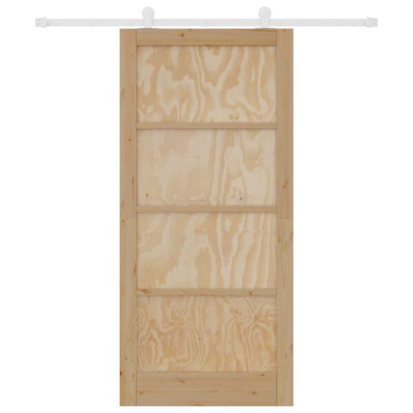 vidaXL Σετ Συρόμενης Πόρτας Φυσικό και λευκό 93 x 202 cm