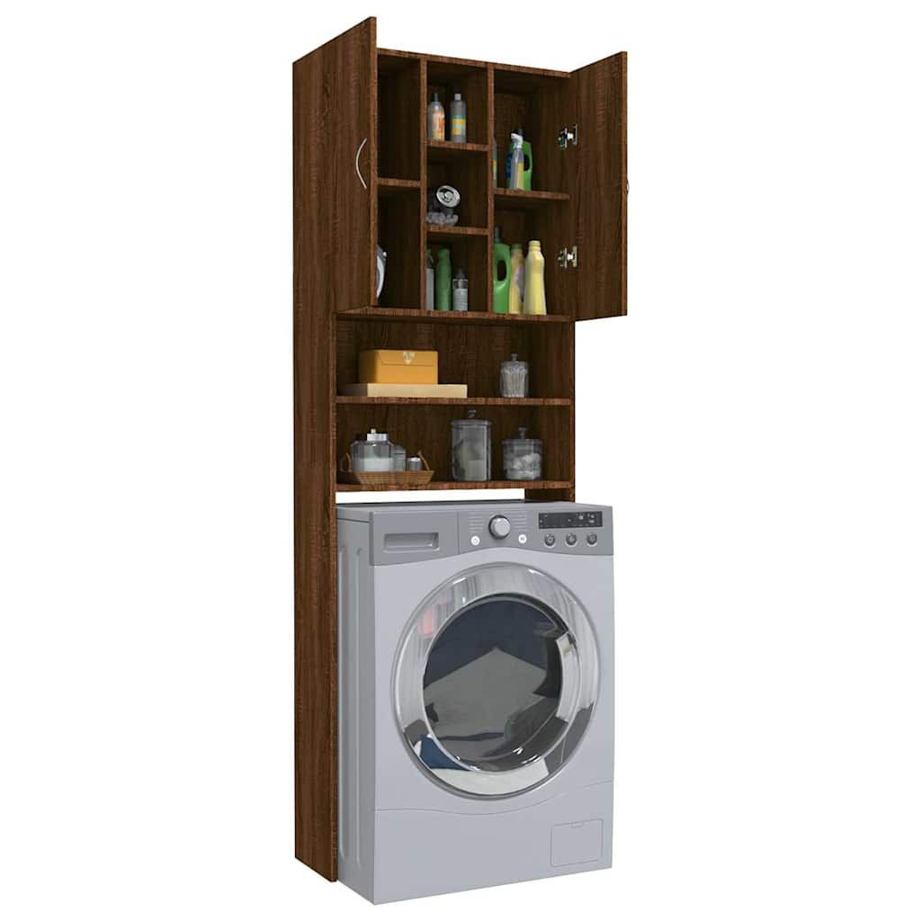 vidaXL Ντουλάπι Πλυντηρίου Καφέ Δρυς 64 x 25,5 x 190 εκ.