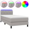 vidaXL Κρεβάτι Boxspring με Στρώμα & LED Αν.Γκρι 90x190 εκ. Υφασμάτινο