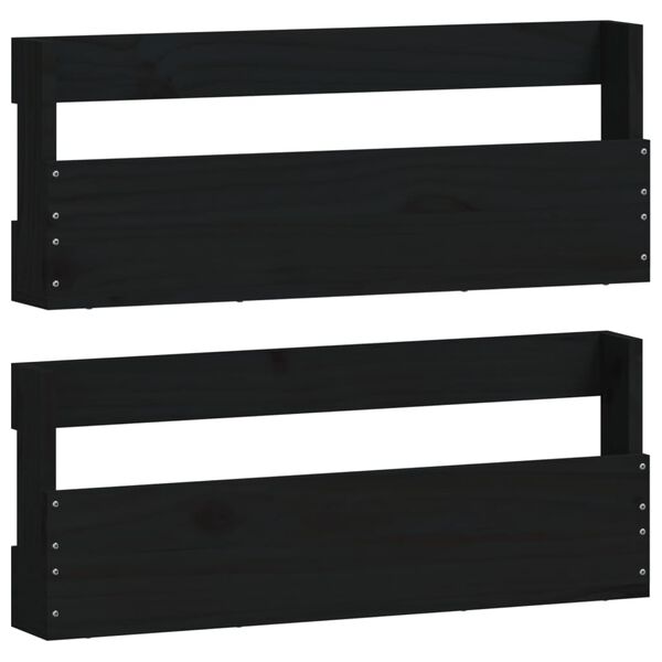 vidaXL Παπουτσοθήκη Επιτοίχια 2 τεμ. Μαύρη 59x9x23εκ Μασίφ Ξύλο Πεύκου