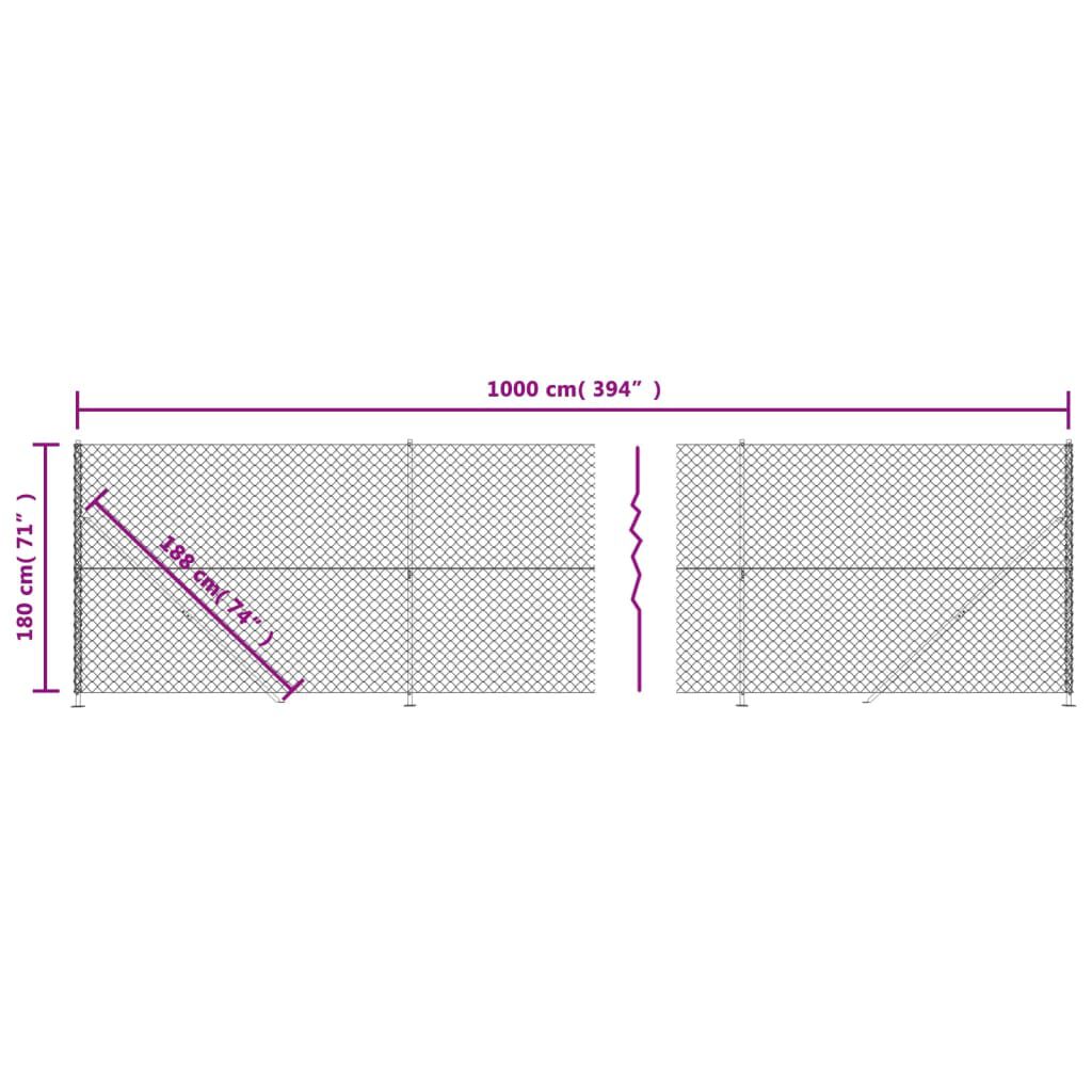 vidaXL Συρματόπλεγμα Περίφραξης Ασημί 1,8 x 10 μ. με Βάσεις Φλάντζα