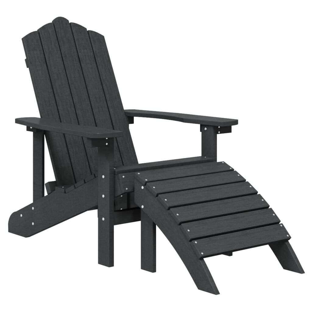 vidaXL Καρέκλες Κήπου Adirondack με Υποπόδιο&Τραπεζάκι Ανθρακί HDPE
