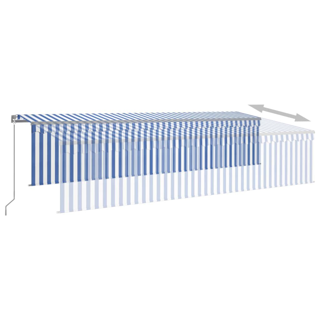 vidaXL Τέντα Συρόμενη Χειροκίνητη με Σκίαστρο & LED Μπλε/Λευκό 6x3 μ.