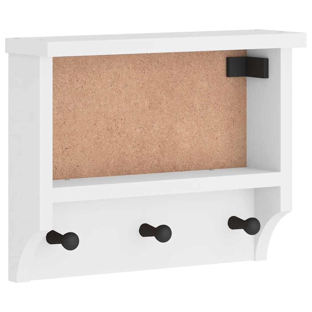 vidaXL Επίτοιχη κρεμάστρα παλτών SANDNES Λευκό 45x12x35 εκ. Πεύκο ξύλο