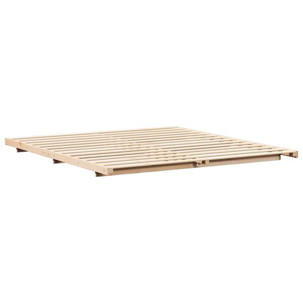 vidaXL Κρεβάτι δαπέδου Καφέ 200 x 210 cm Μασίφ ξύλο πεύκου