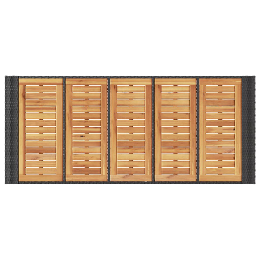 vidaXL Τραπέζι Μπαρ Κήπου Επιφ. Ακακίας Μαύρο 185x80x110εκ Συνθ. Ρατάν