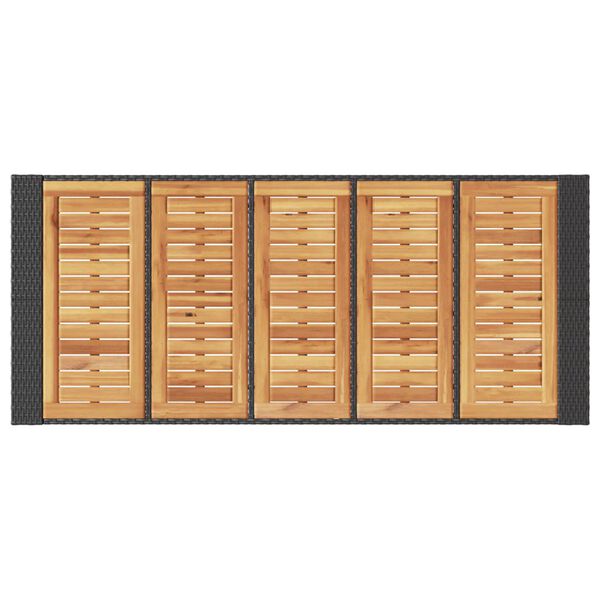 vidaXL Τραπέζι Μπαρ Κήπου Επιφ. Ακακίας Μαύρο 185x80x110εκ Συνθ. Ρατάν