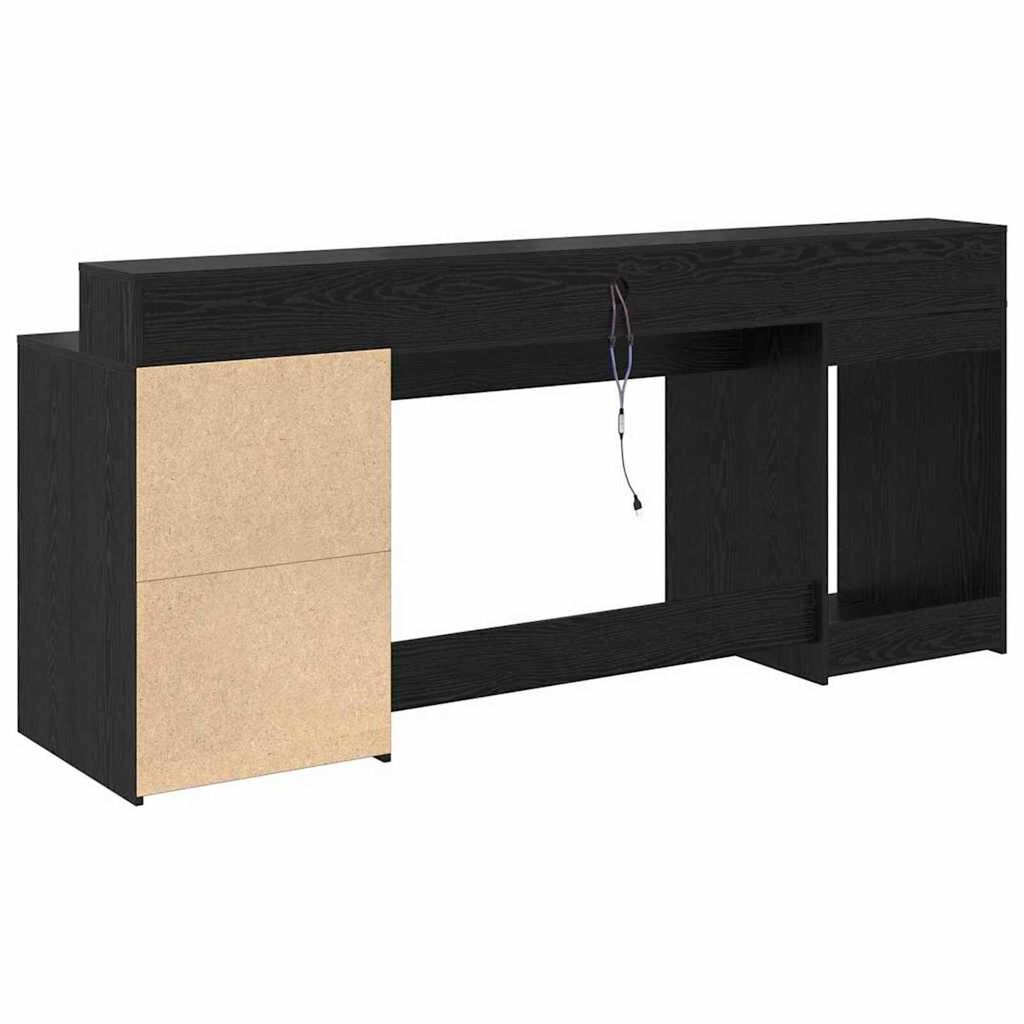 vidaXL Γραφείο με ράφι Μαύρη δρυς 200 x 55 x 91 εκ. Επεξεργασμένο ξύλο