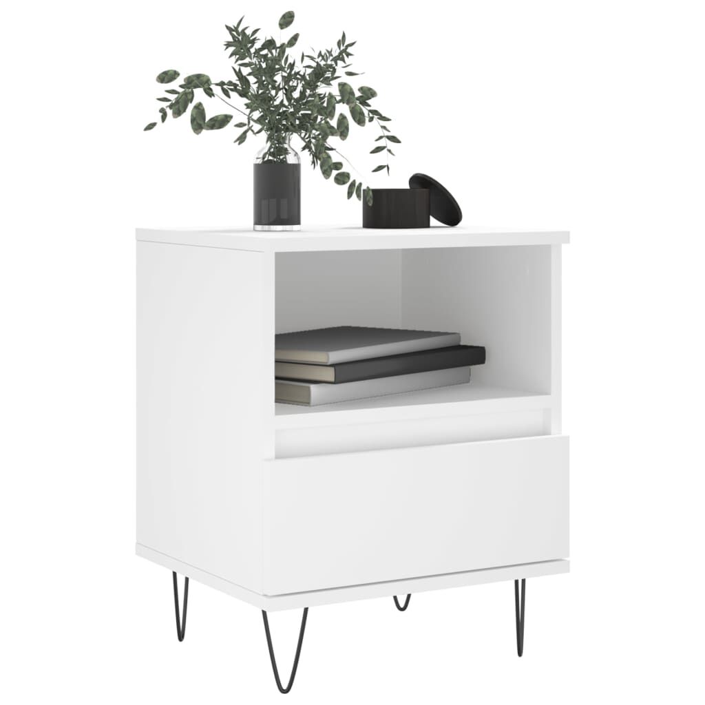 vidaXL Κομοδίνα Λευκά 2 τεμ. 40 x 35 x 50 εκ. από Επεξεργασμένο Ξύλο