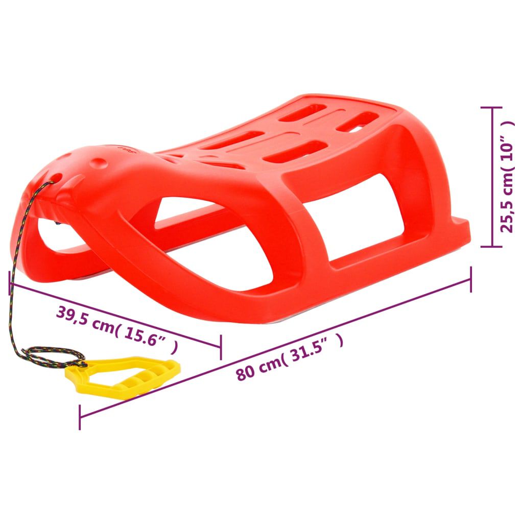 vidaXL Έλκηθρο Κόκκινο 80 x 39,5 x 25,5 εκ. από Πολυπροπυλένιο