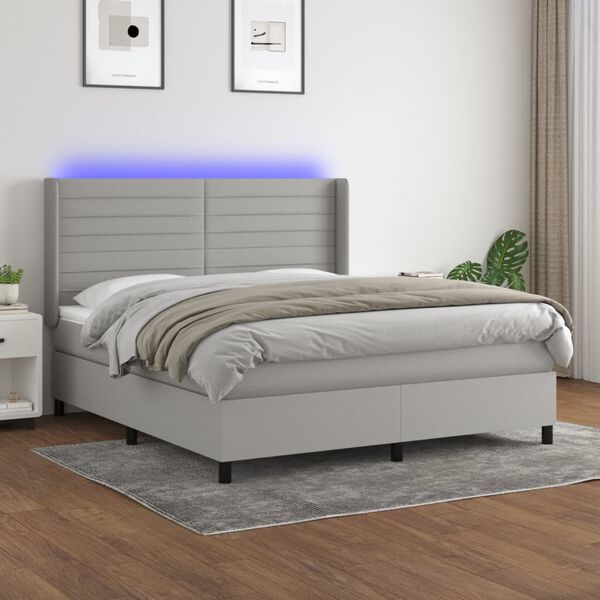 vidaXL &Kappa;&rho;&epsilon;&beta;ά&tau;&iota; Boxspring &mu;&epsilon; &Sigma;&tau;&rho;ώ&mu;&alpha; & LED &Alpha;&nu;.&Gamma;&kappa;&rho;&iota; 180x200&epsilon;&kappa;. &Upsilon;&phi;&alpha;&sigma;&mu;ά&tau;&iota;&nu;&omicron;
