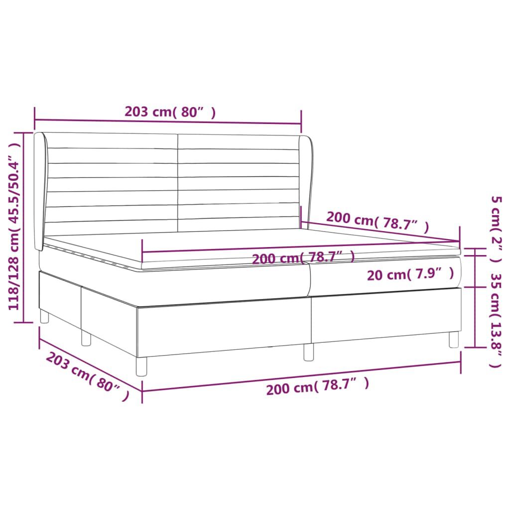 vidaXL Κρεβάτι Boxspring με Στρώμα Σκούρο Πράσινο 200x200εκ. Βελούδινο