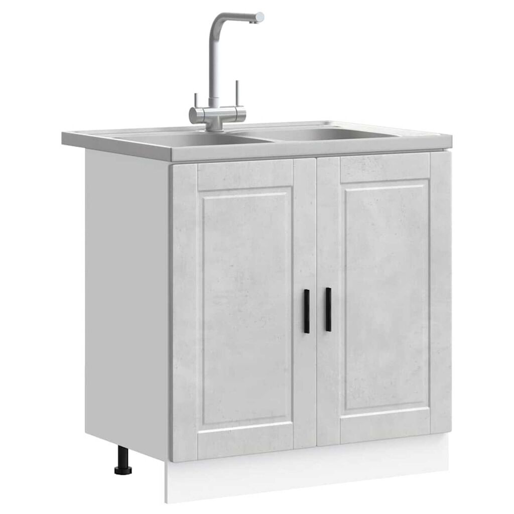 vidaXL Βάση νιπτήρα 2 pcs Γκρι 80 x 46 x 84.5 εκ. Επεξεργασμένο ξύλο