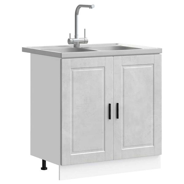 vidaXL Βάση νιπτήρα 2 pcs Γκρι 80 x 46 x 84.5 εκ. Επεξεργασμένο ξύλο