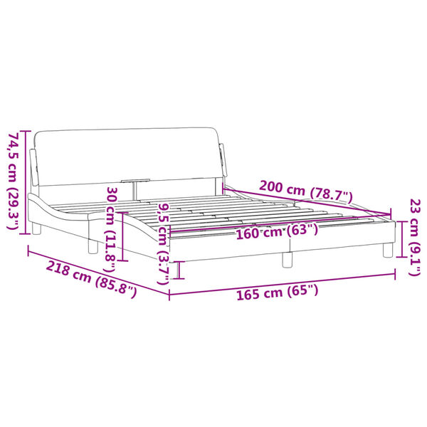 vidaXL Πλαίσιο Κρεβατιού με Κεφαλάρι Μπλε 160x200 εκ. Βελούδινο