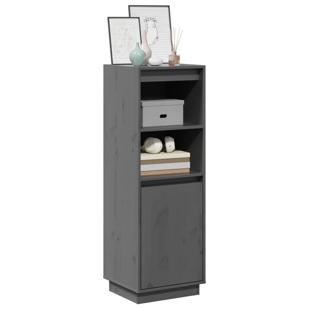 vidaXL Ντουλάπι Ψηλό Γκρι 37 x 34 x 110 εκ. από Μασίφ Ξύλο Πεύκου