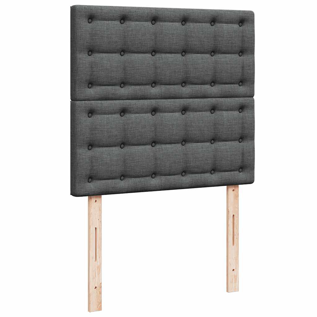 vidaXL Κρεβάτι Boxspring με Στρώμα Σκούρο Γκρι 90x190 εκ. Υφασμάτινο