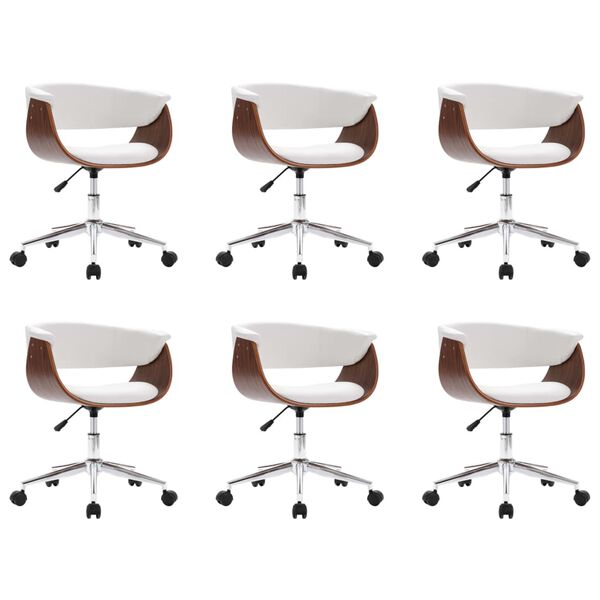 vidaXL Καρέκλες Τραπεζαρίας Περιστρεφόμενες 6 τεμ. Λευκές Δερματίνη