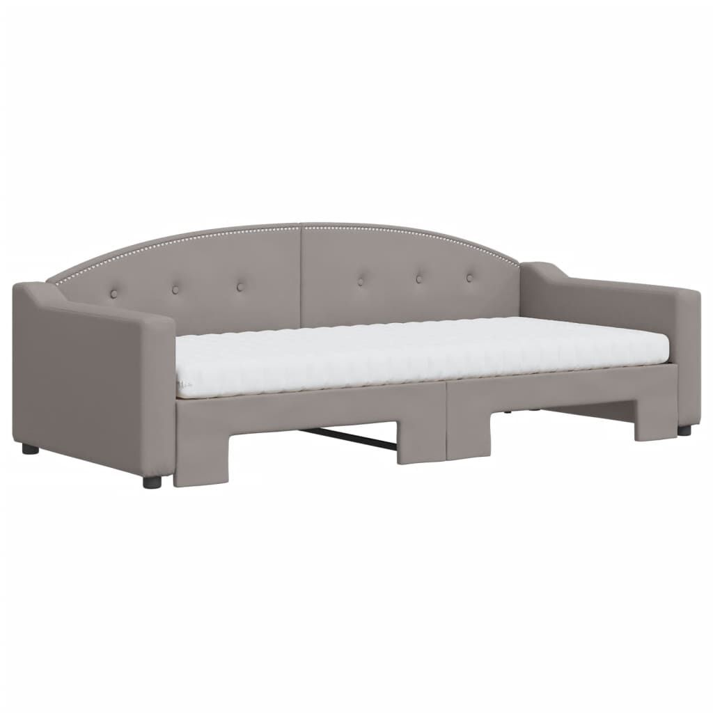 vidaXL Καναπές Κρεβάτι Συρόμενος Taupe 90x200 εκ. Ύφασμα Στρώματα
