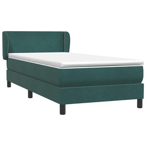 vidaXL Box Spring κρεβάτι με στρώμα σκούρο πράσινο 80x220εκ. Βελούδινο