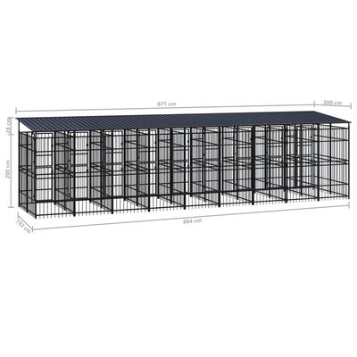 vidaXL Κλουβί Σκύλου Εξωτερικού Χώρου με Οροφή 16,59 μ² από Ατσάλι