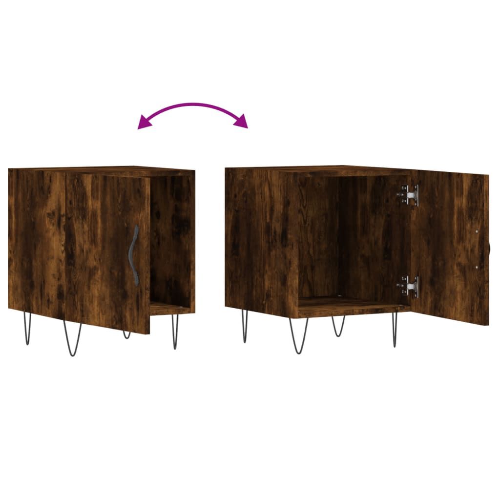 vidaXL Κομοδίνο Καπνιστή Δρυς 40 x 40 x 50 εκ. από Επεξεργασμένο Ξύλο