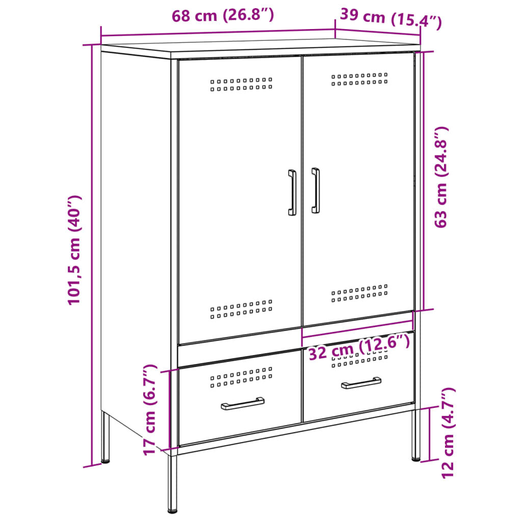 vidaXL Ντουλάπι Ανθρακί 68x39x101,5 εκ. από Χάλυβα