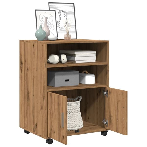 vidaXL Ντουλάπι Τροχήλατο Αρτισιανή Δρυς 60x48x81 εκ. από Επεξ. Ξύλο