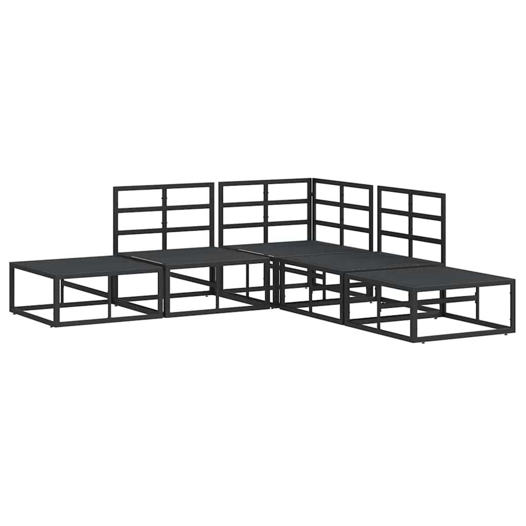 vidaXL Σετ Καναπέ Κήπου με μαξιλάρι 5 pcs Μαύρο Αλουμίνιο