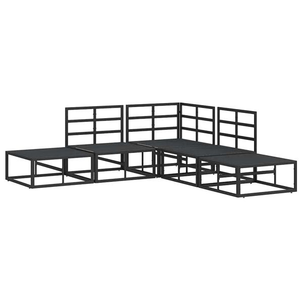 vidaXL Σετ Καναπέ Κήπου με μαξιλάρι 5 pcs Μαύρο Αλουμίνιο