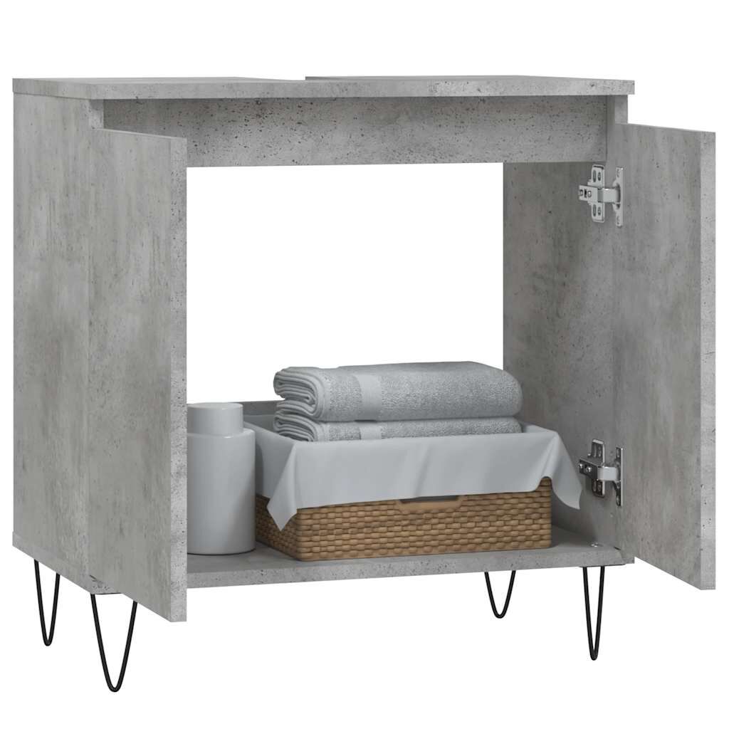 vidaXL Ντουλάπι Μπάνιου Γκρι Σκυροδεμ. 58 x 33 x 60 εκ. Επεξεργ. Ξύλο