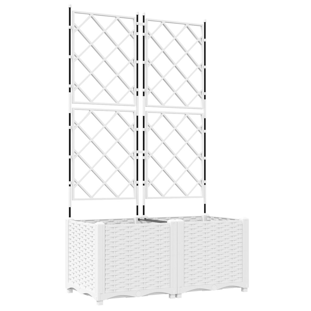 vidaXL Γλάστρα με πλέγμα 2 τμχ Λευκό 80x40x143 εκ