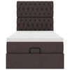 vidaXL Οθωμανικό κρεβάτι με στρώμα & LEDs Σκούρο καφέ 80x200cm ύφασμα
