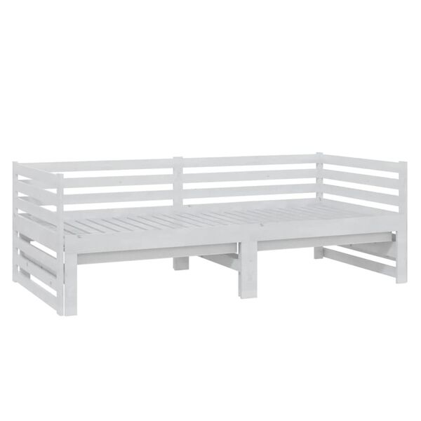 vidaXL Καναπές Κρεβάτι Λευκός 2 x (90 x 200) εκ. από Μασίφ Ξύλο Πεύκου