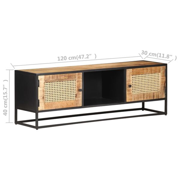 vidaXL Έπιπλο Τηλεόρασης 120x30x40 εκ. Ξύλο Μάνγκο/Φυσικό Ζαχαροκάλαμο