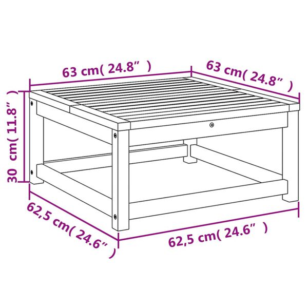 vidaXL Τραπέζι Κήπου 63 x 63 x 30 εκ. από Μασίφ Ξύλο Ακακίας