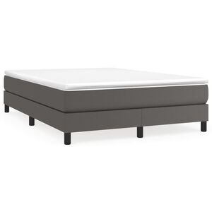 vidaXL Κρεβάτι Boxspring με Στρώμα Γκρι 140x200εκ. από Συνθετικό Δέρμα