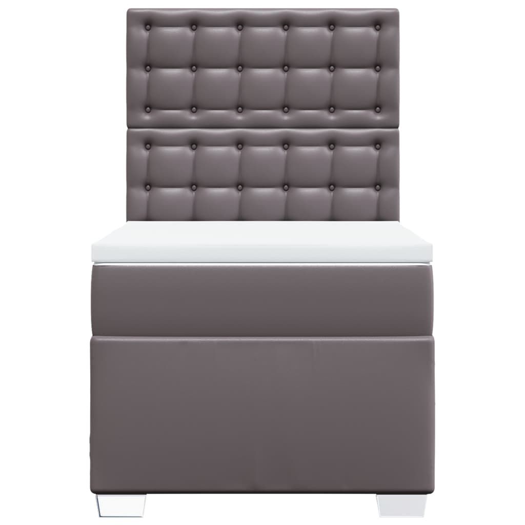vidaXL Κρεβάτι Boxspring με Στρώμα Γκρι 80 x 200 εκ. Συνθετικό Δέρμα