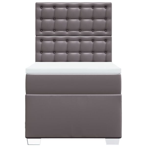 vidaXL Κρεβάτι Boxspring με Στρώμα Γκρι 80 x 200 εκ. Συνθετικό Δέρμα