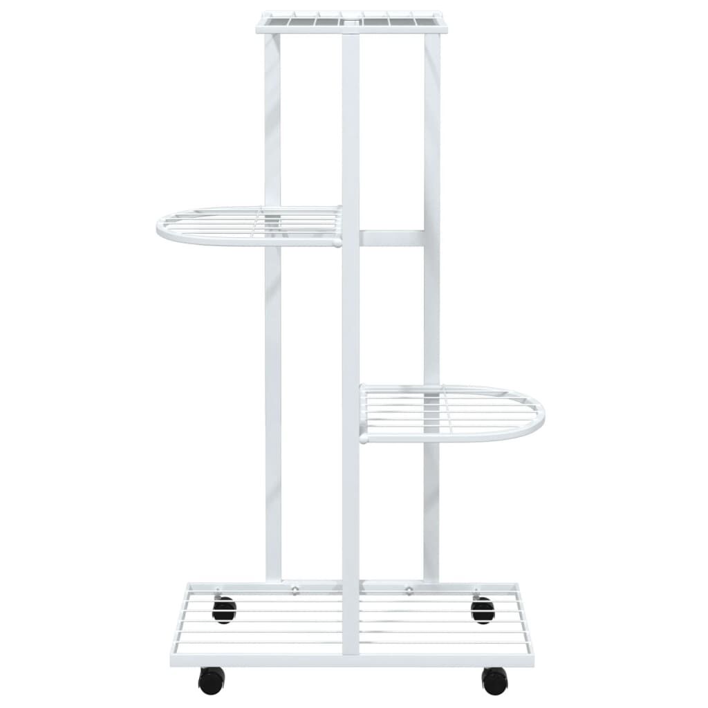 vidaXL Βάση Λουλουδιών 4 Επιπέδων με Ρόδες 44x23x80 εκ. Λευκή Σίδερο