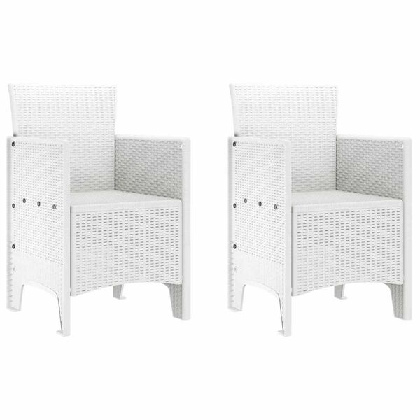 vidaXL Καρέκλα Κήπου 2 pcs Λευκό 53 x 49 x 85 εκ. PP