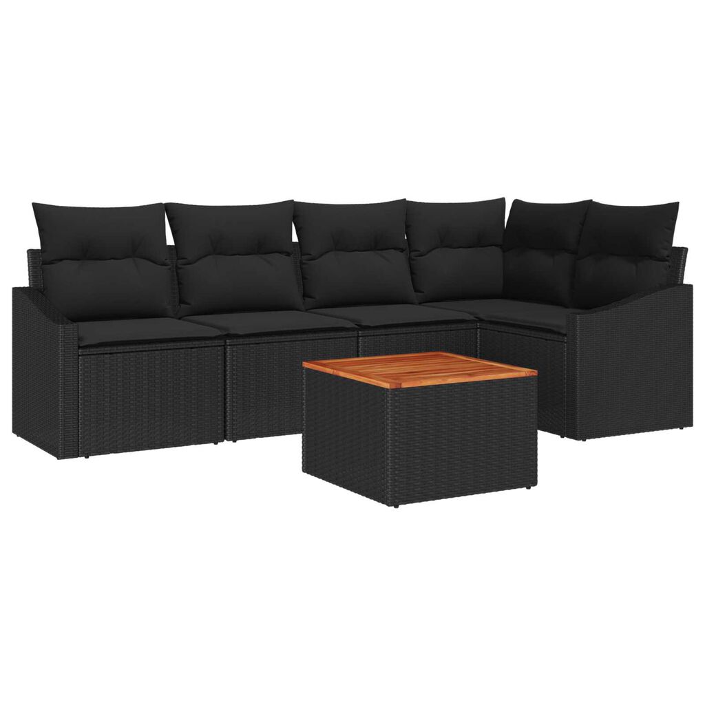 vidaXL Σετ Καναπέ Κήπου 6 pcs Μαύρο