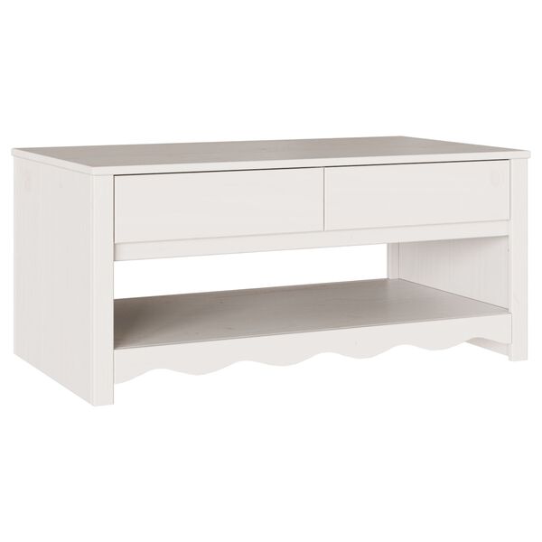 vidaXL Τραπεζάκι σαλονιού Λευκό 99 x 55 x 45 εκ. Μασίφ ξύλο πεύκου